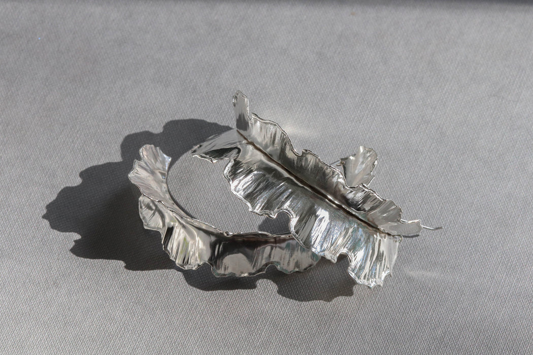Large Silver Plantain Earrings